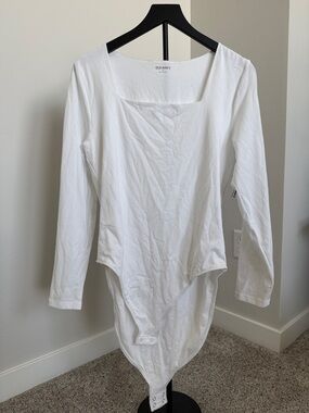 Old Navy Women's White Long Sleeve Bodysuit
